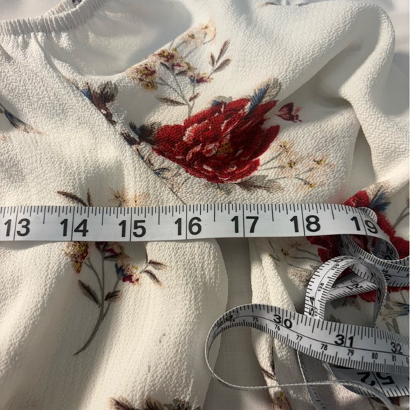 Romwe Cottagecore Off Shoulder Floral Dress Peasant Boho Mini Ivory M - Picture 6 of 11